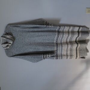 Grace + Karma Sweater Dress Womens M Alpine Fair Isle Turtleneck Gray Tan Black